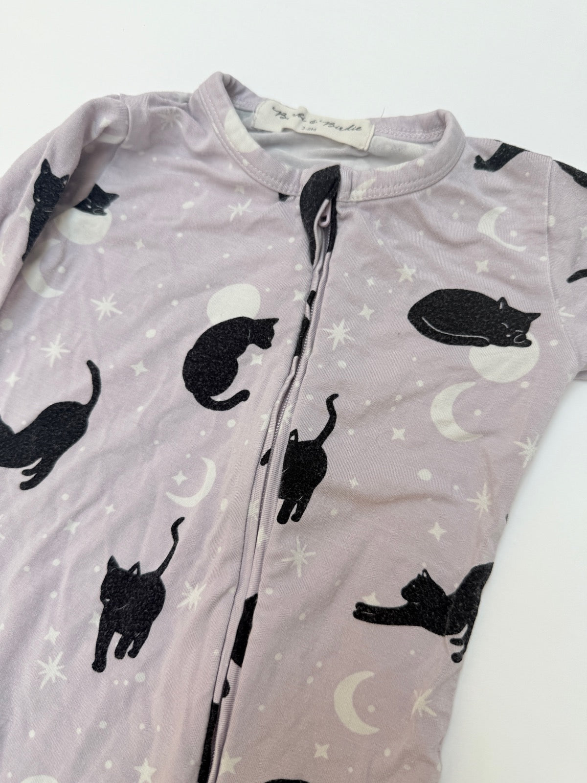 Bambi & Birdie Black Cat Zip Sleeper 3-6M