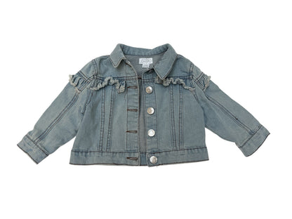 Mud Pie Ruffle Denim Jacket Small 12-18M