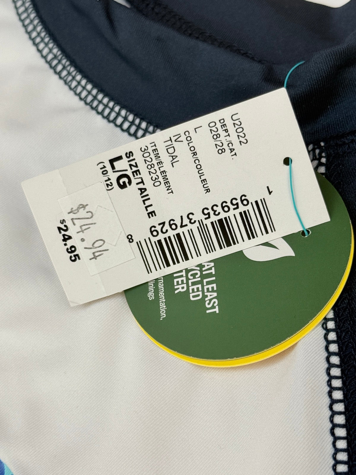 New With Tags Sport Chek Just Good Vibes Rash Guard Size 10/11Y