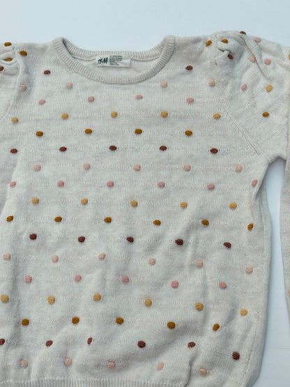 H&M Polka Dot Pom Sweater Size 8/10