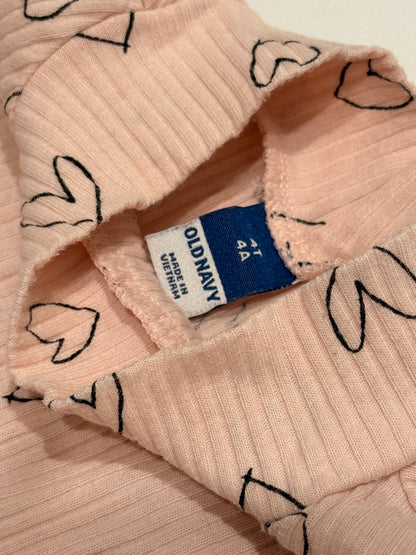 Old Navy Pink Heart Print Turtleneck 4T