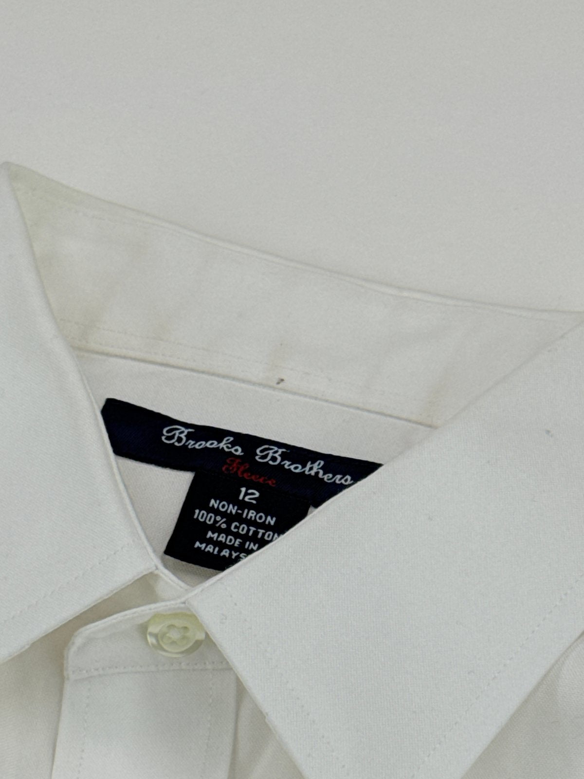 Brooks Brothers Fleece White Non-Iron Dress Shirt Size 12