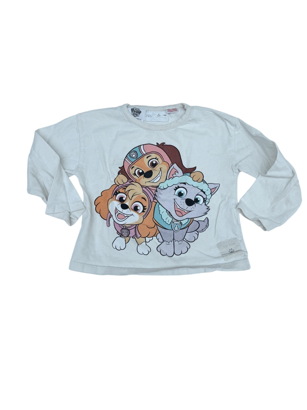 Zara PAW Patrol Long Sleeve Top 4T