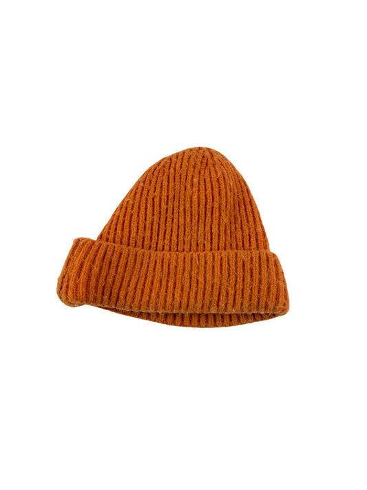 Orange Ribbed Knit Cuffed Beanie 2-4Y