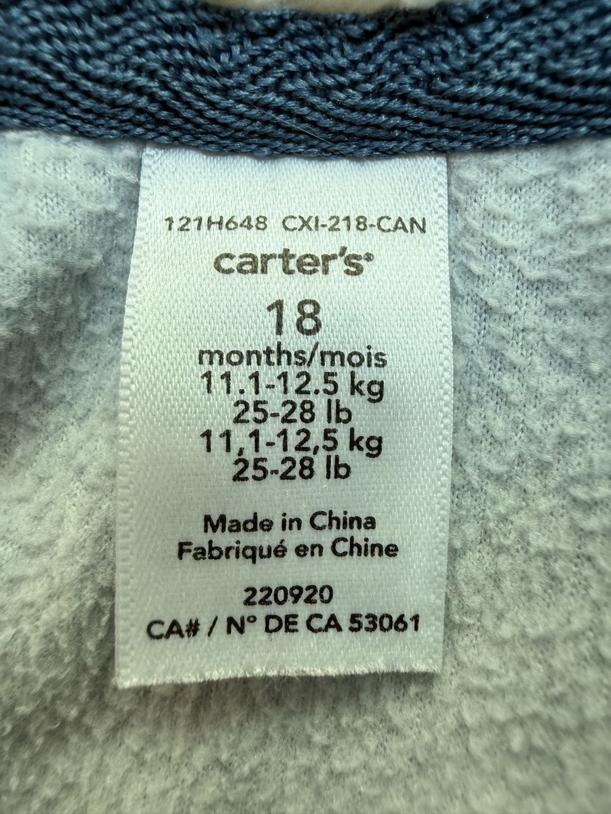 Carter's Gray Elephant Sherpa Hoodie 18m