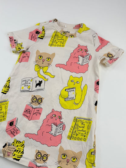 Mini Rodini Cats Reading Books Dress Size 9-18M