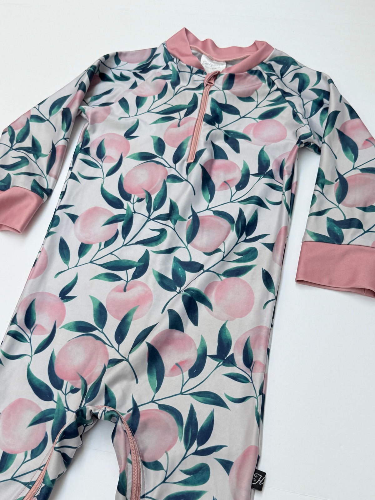 Honeysuckle Swim Co Peach Print Zip Swimsuit 3T