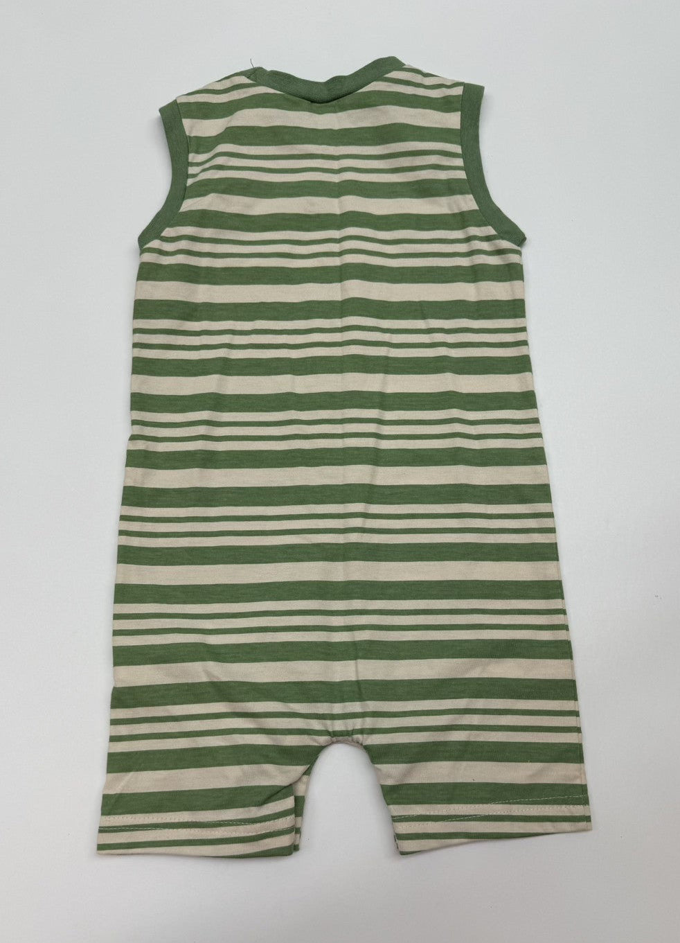 Pl Baby Green Stripe Sleeveless Romper 24m