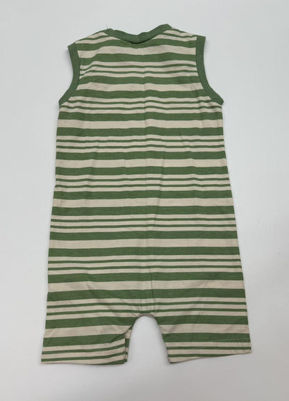 Pl Baby Green Stripe Sleeveless Romper 24m