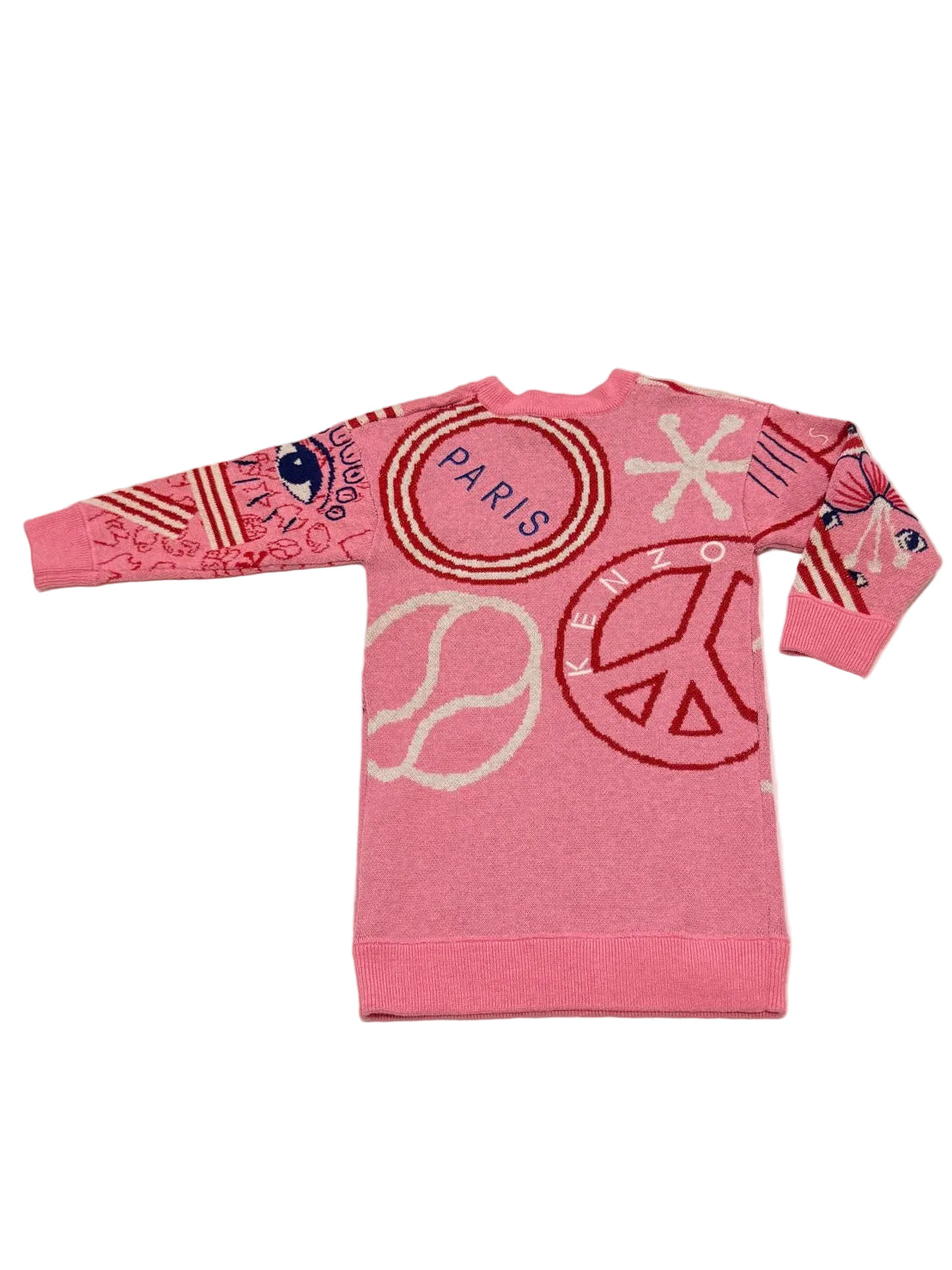 Kenzo Paris Pink Tiger Knit Sweater Dress 3T