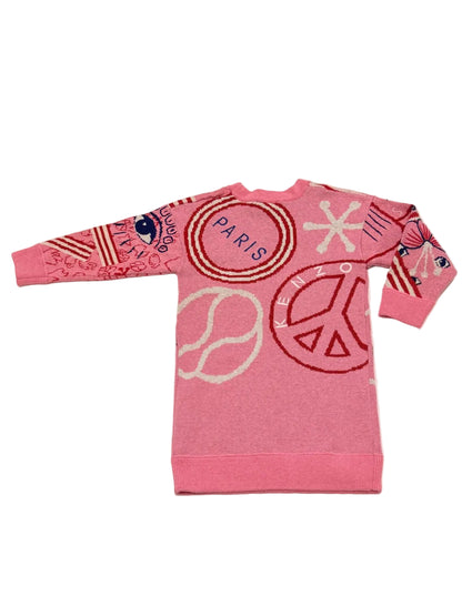 Kenzo Paris Pink Tiger Knit Sweater Dress 3T
