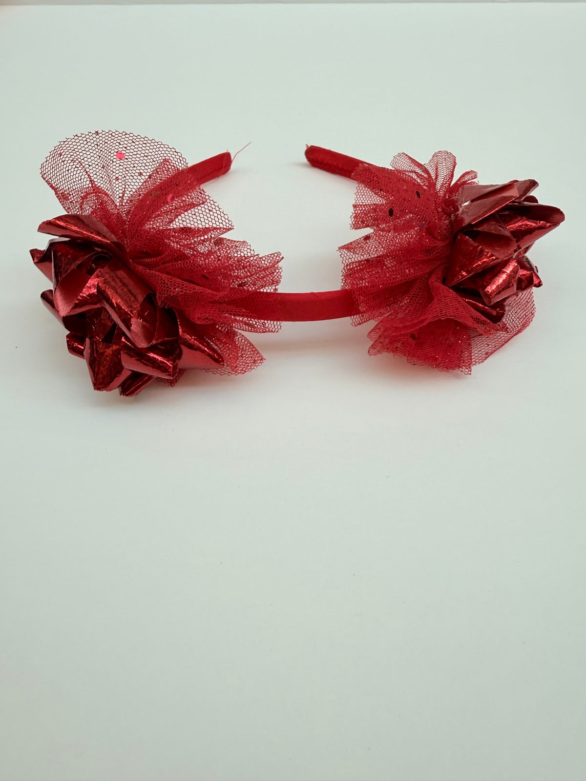 Red Bow Tulle Headband Accessory