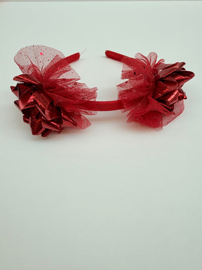 Red Bow Tulle Headband Accessory