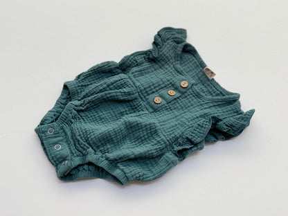 Cotton Muslin Ruffle Baby Romper 6-9m