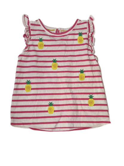Mini Boden Pineapple Stripe Flutter Top 2-3Y