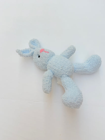 Handmade - Blue Chenille Bunny Plush Rattle Toy