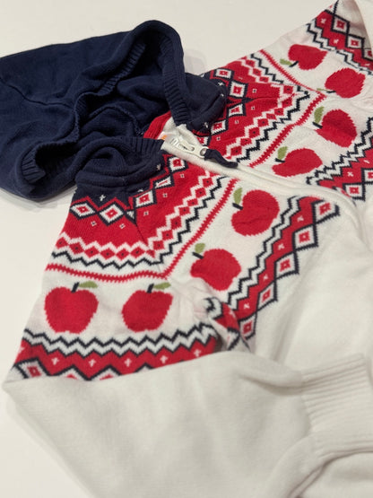Gymboree Apple Fair Isle Zip Hoodie 4T