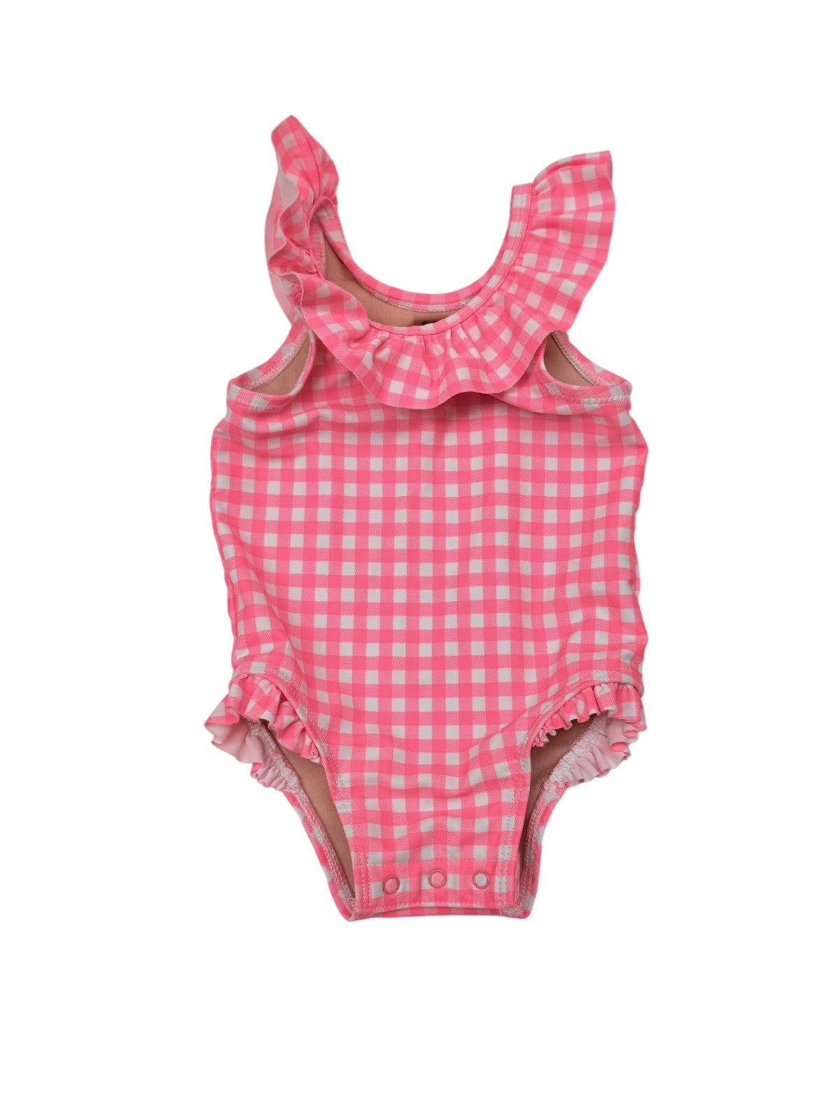 Old Navy Pink Gingham Ruffle One-Piece 3-6M