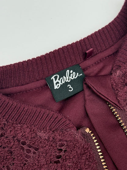 Barbie Burgundy Lace Zip Cardigan 3T