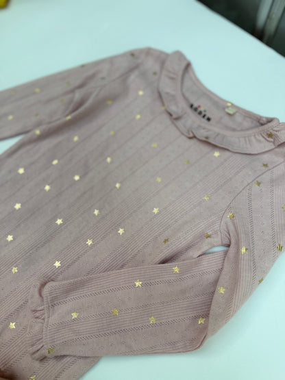 Boden Pink Gold Star Long Sleeve Top 5-6y
