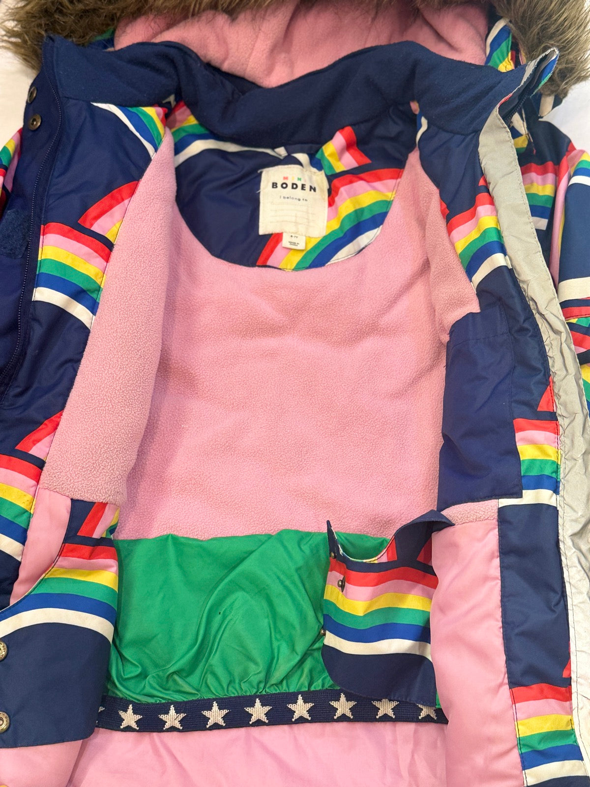 Mini Boden Rainbow Parka Jacket 6-7Y