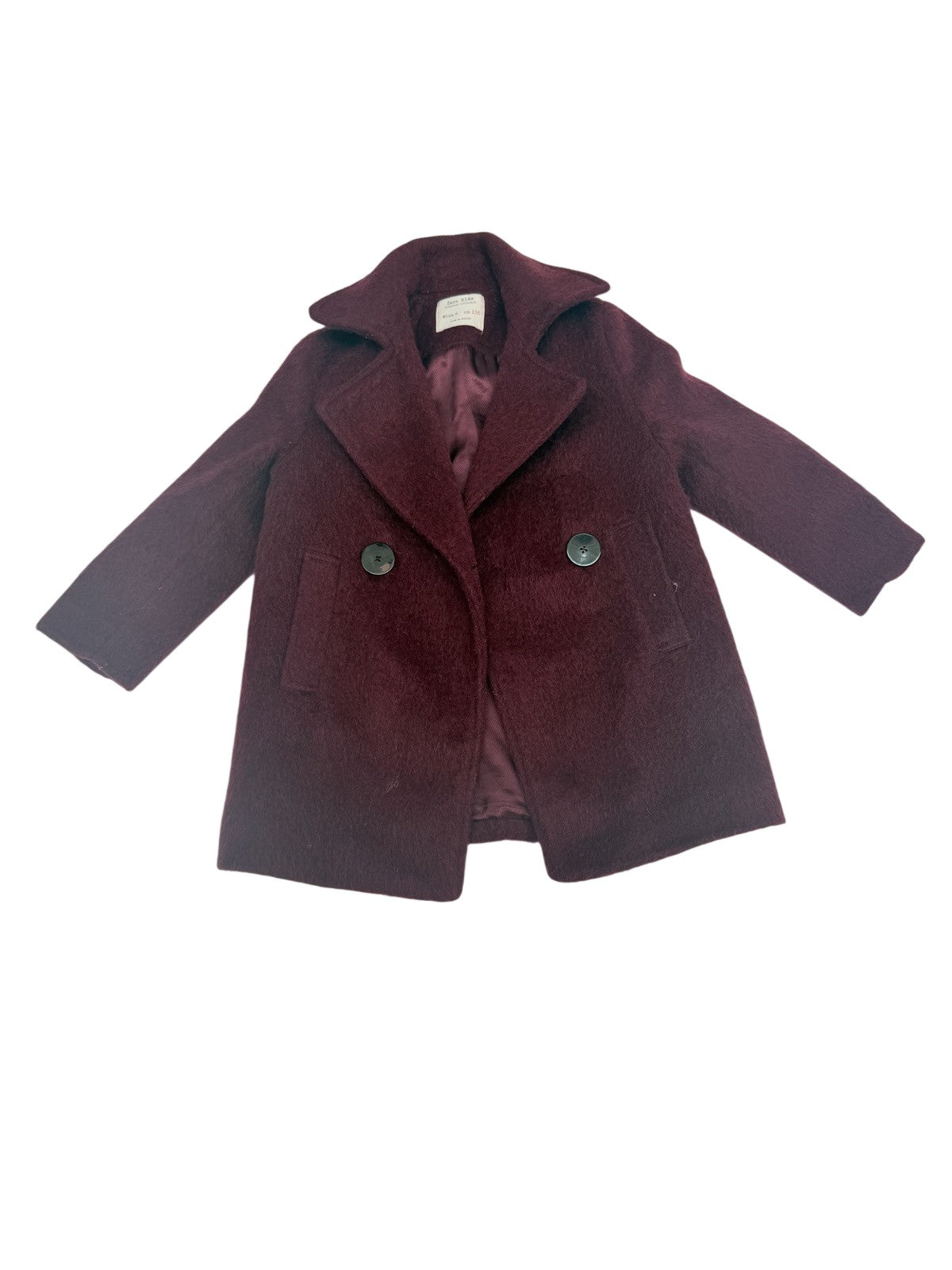 Zara Kids Burgundy Wool Coat Size 6
