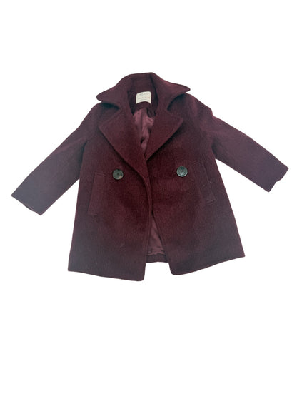 Zara Kids Burgundy Wool Coat Size 6