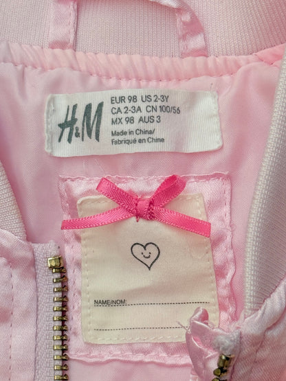 H&M Pink Satin Bomber Jacket 2-3Y