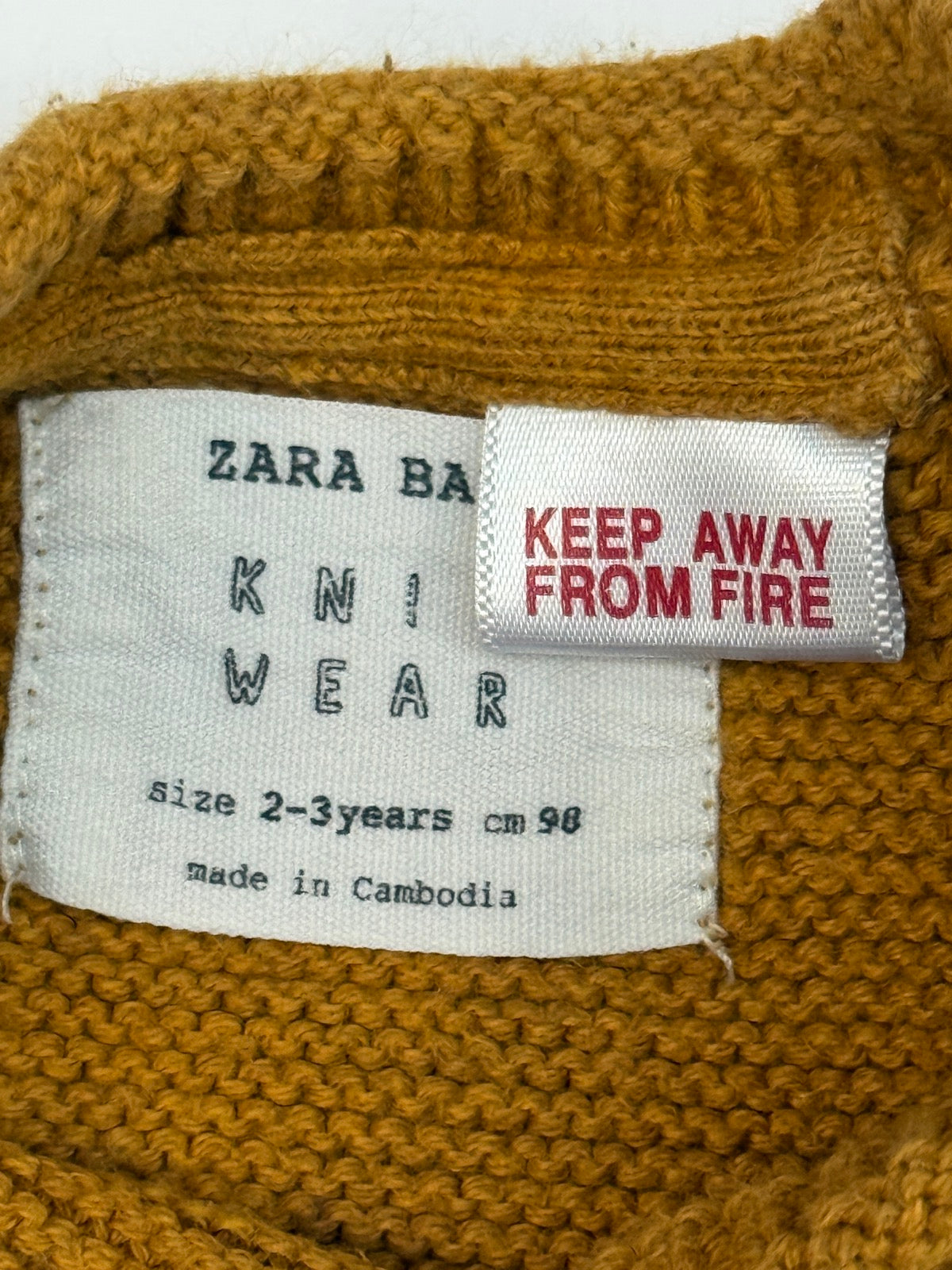Zara Baby Knitwear Mustard Sweater 2-3Y