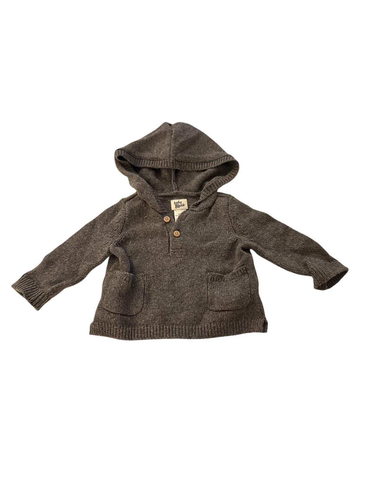 Baby B'gosh Gray Hooded Knit Sweater 6M