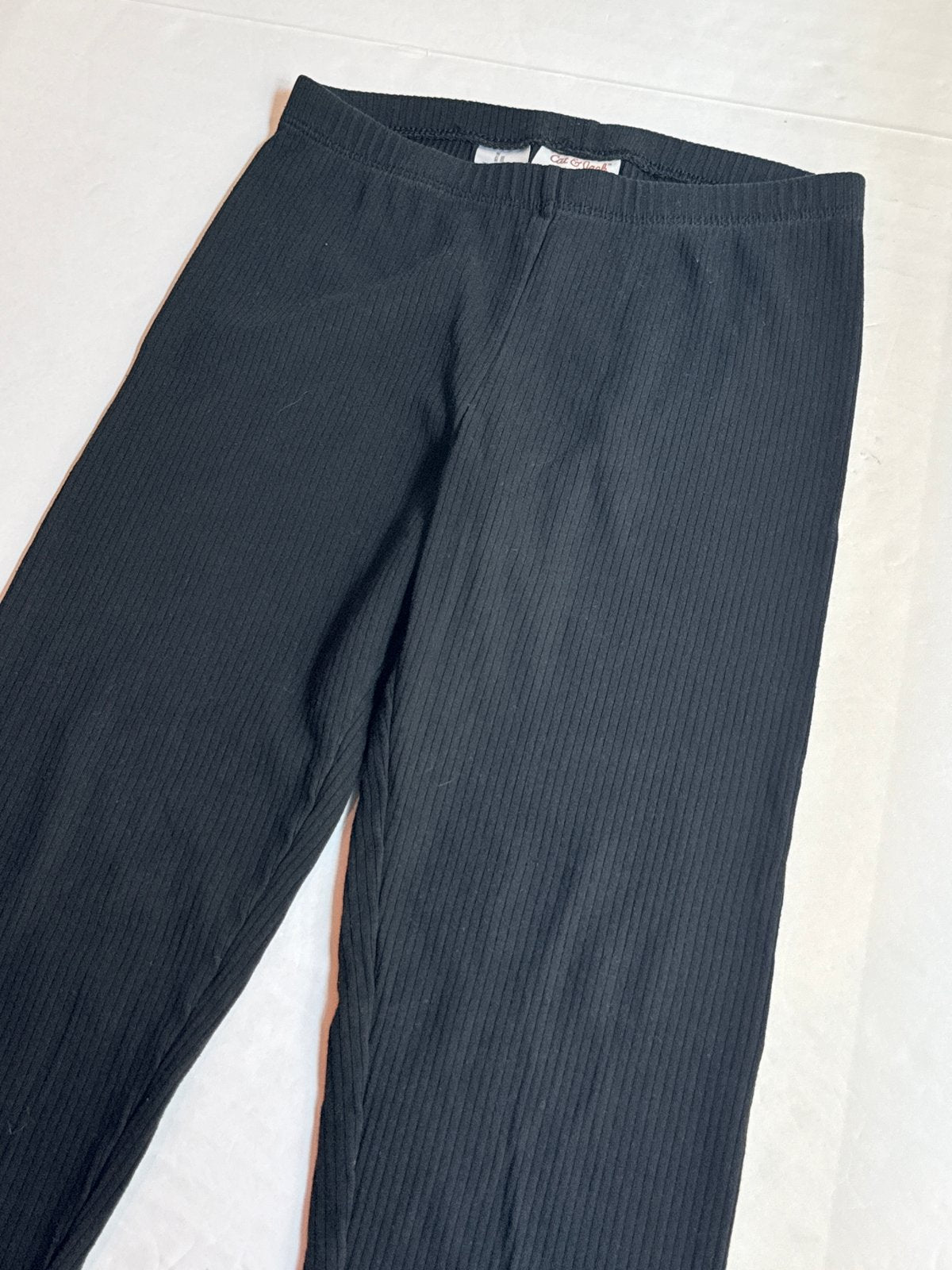 Cat & Jack Black Ribbed Leggings L (10/12) 10/12