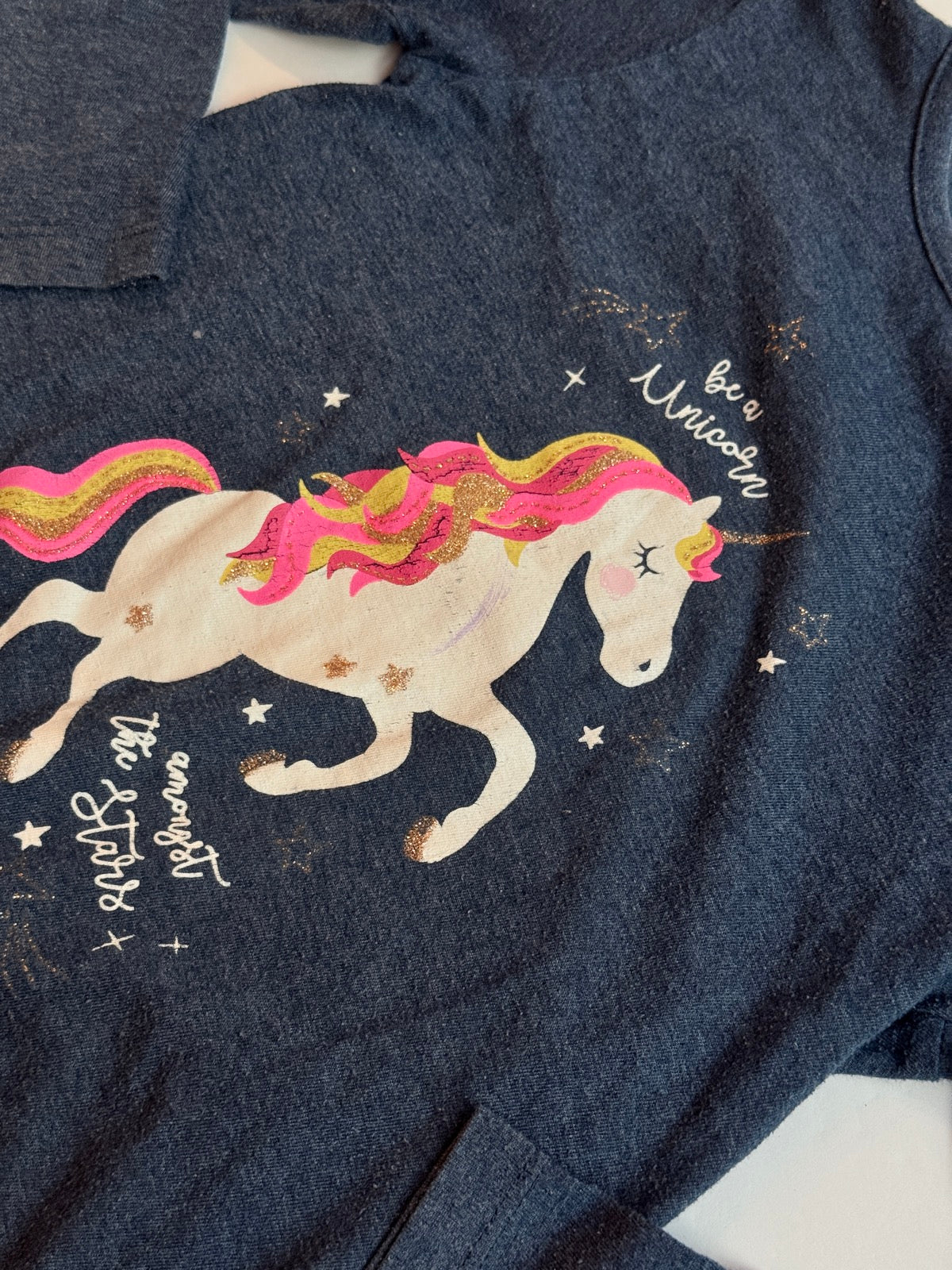 Dunnes Stores Unicorn Navy Long Sleeve Top 3-4y