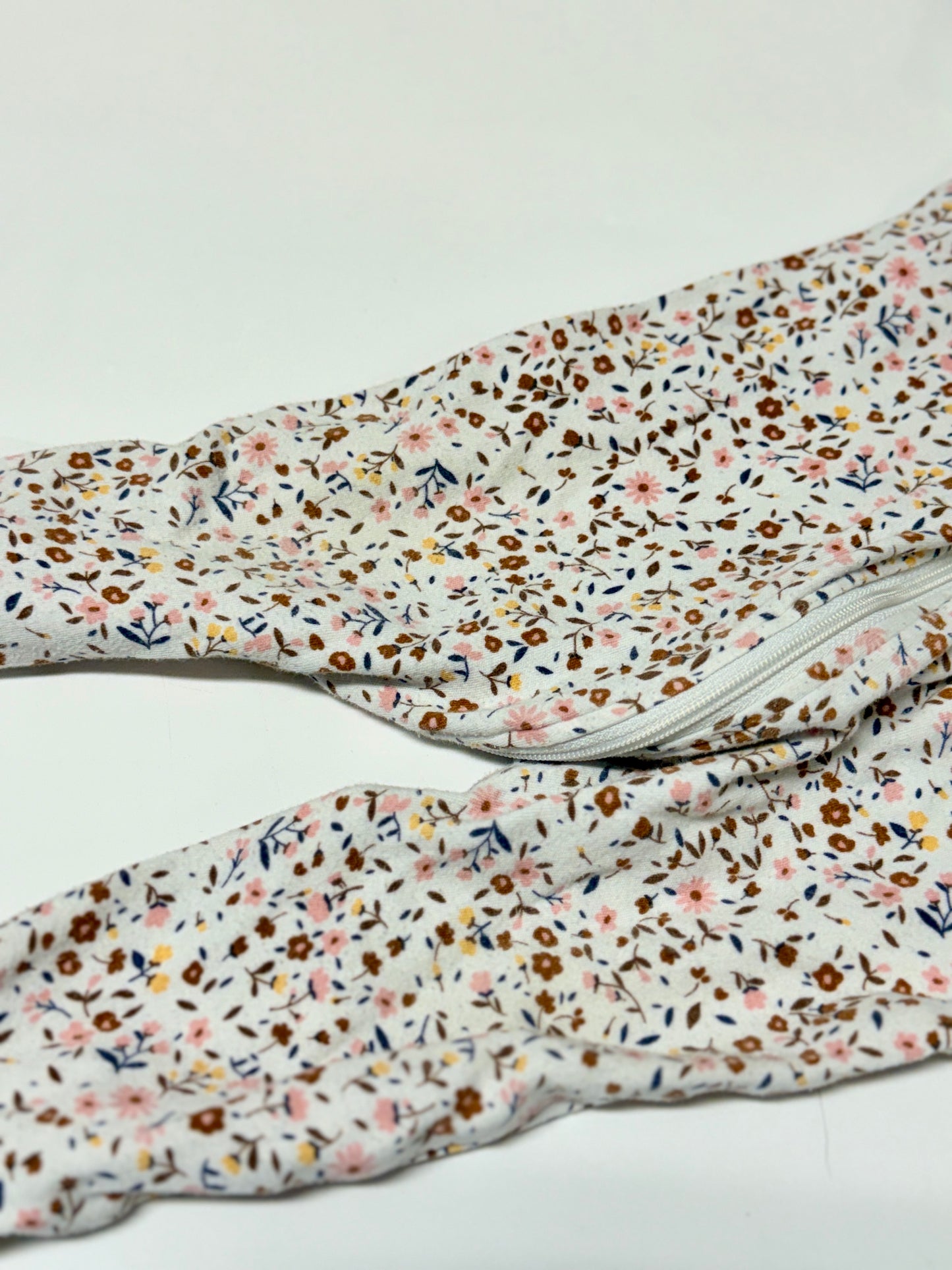 Pekkle Baby Footed Pajama Sleeper | Floral Print | Cream | Size 12M x2 Sold Individually