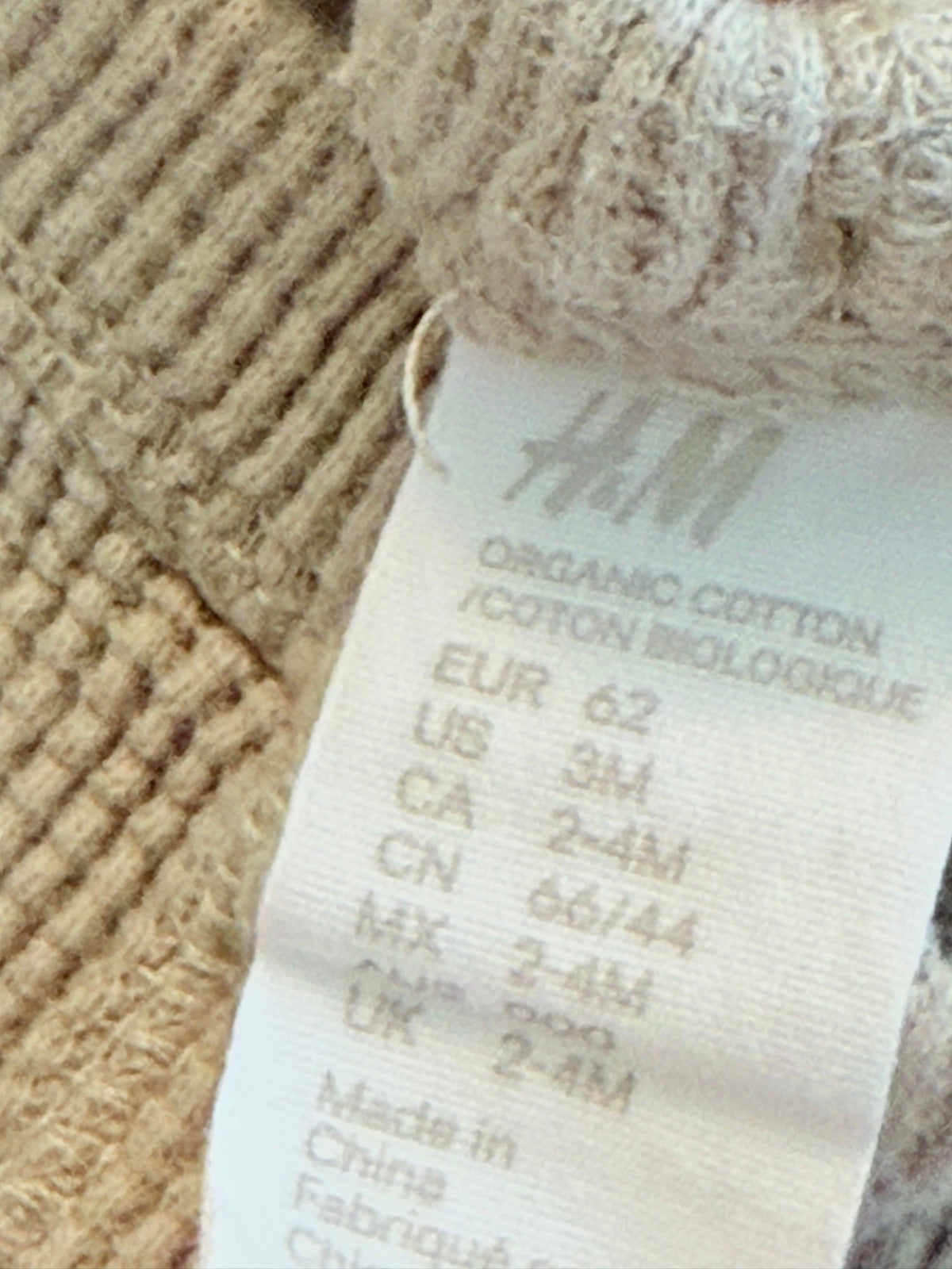 H&M Organic Cotton Waffle Pants 3M