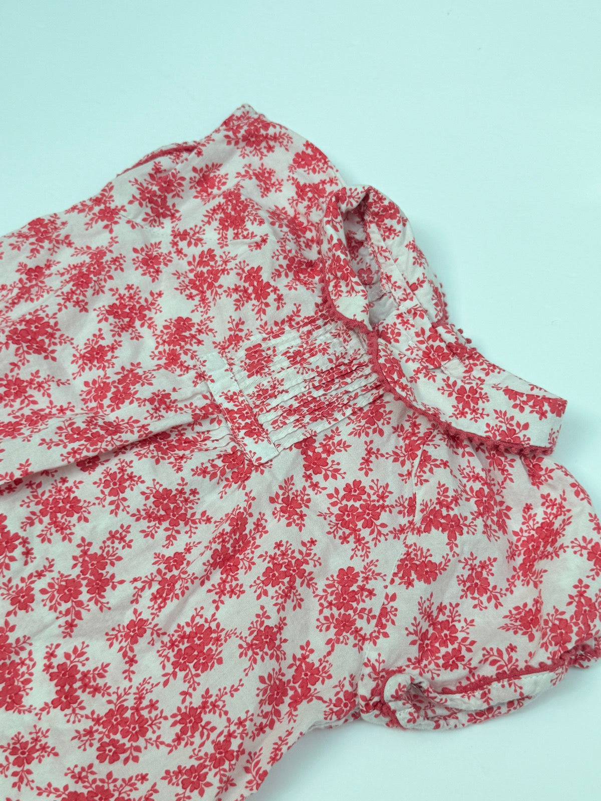 Floral Red White Short Sleeve Top