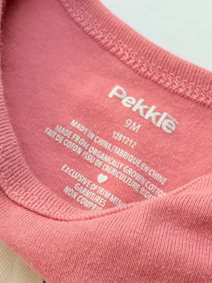 Pekkle Pink Dinosaur Bodysuit Set 9M
