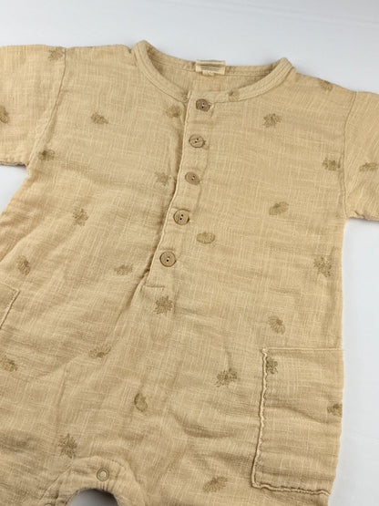 Studio Boheme Beige Leaf Print Romper