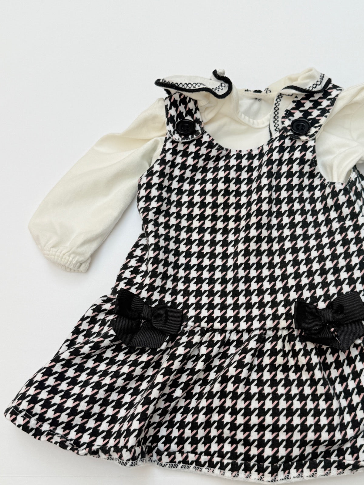Milon Houndstooth Pinafore Dress Set 6-9M