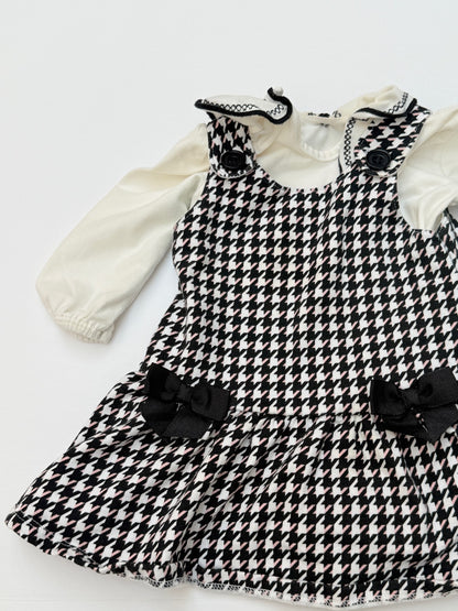 Milon Houndstooth Pinafore Dress Set 6-9M