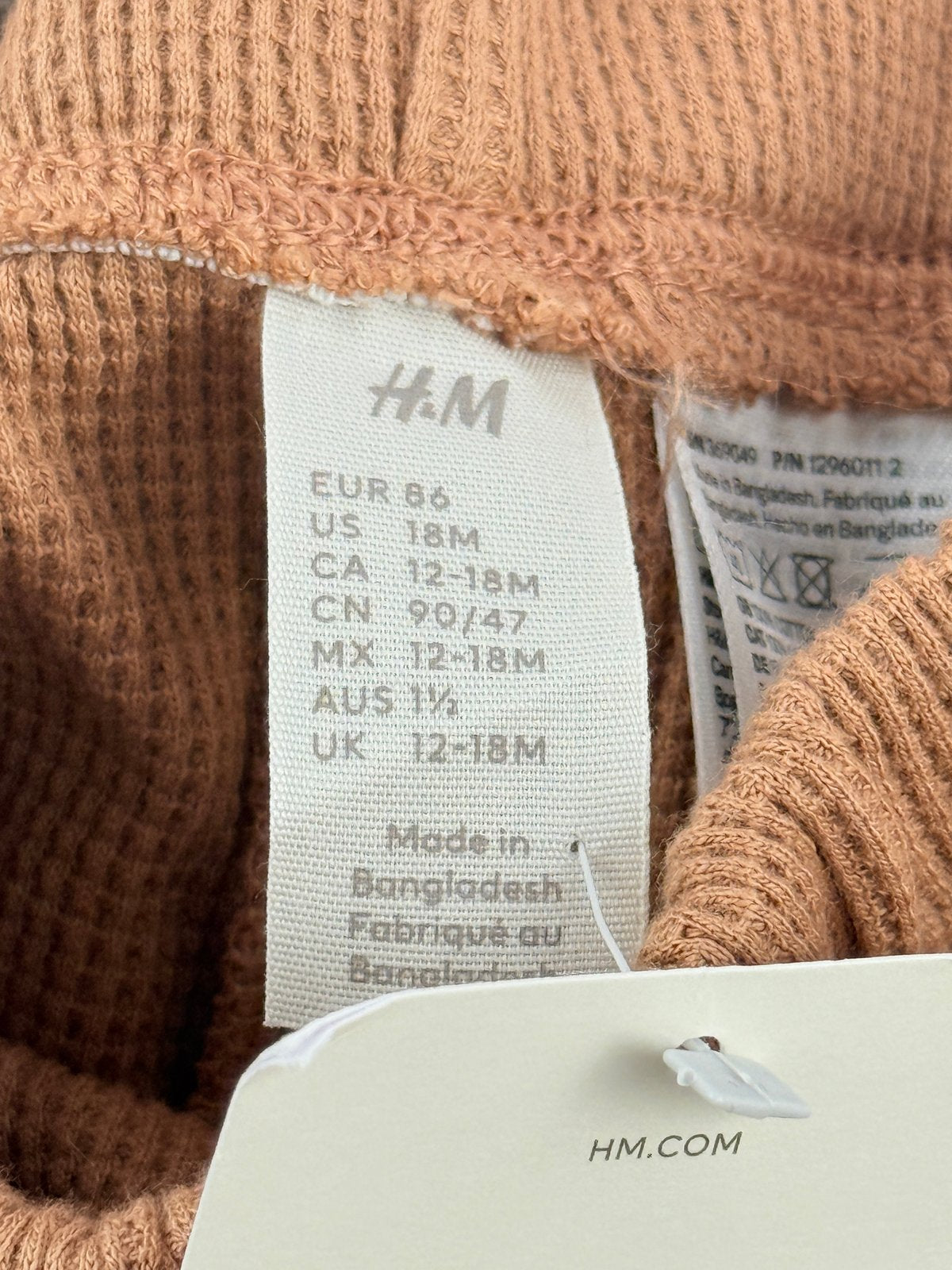 NWT - H&M Brown Waffle Knit Pants 12-18M