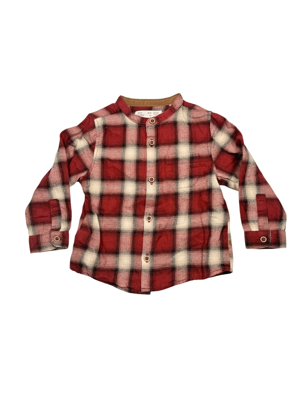 Zara Baby Boy Plaid Flannel Shirt 12/18M