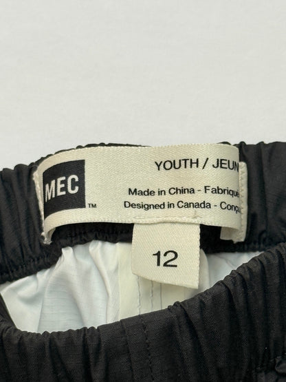 MEC Black Waterproof Rain Pants Youth 12