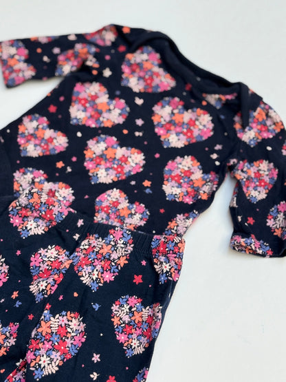 Baby Gap Floral Heart Bodysuit Pant Set 0-3M