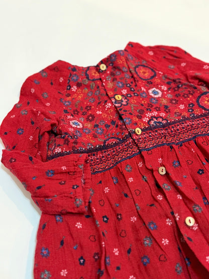 Zara Baby Girl Red Floral Dress 18-24m