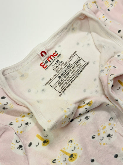 E=MC Easy Magnet Close Pink Leopard Footed Sleeper 3-6M