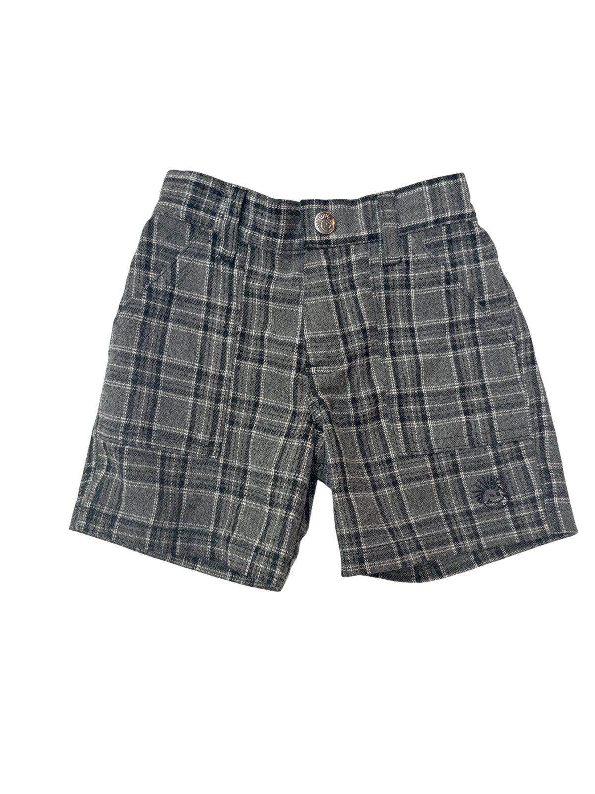 Knuckleheads Gray Plaid Shorts 9-12M