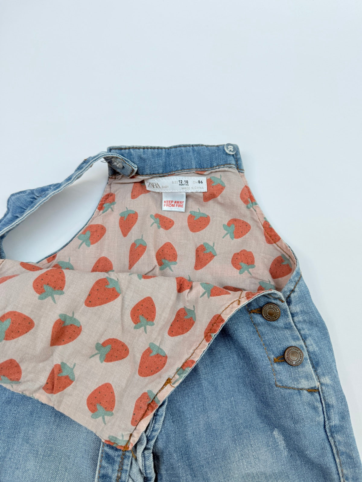 Zara Baby Denim Ruffle Strap Overalls 12-18M