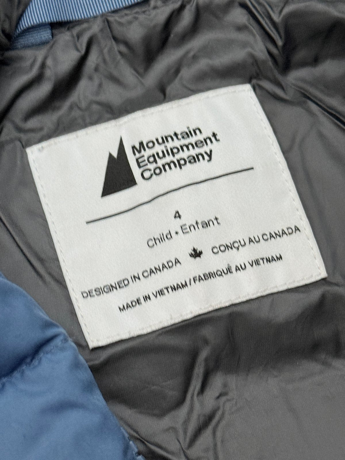 Mountain Equipment Co-op Down Blue Hooded Puffer Jacket Size 4