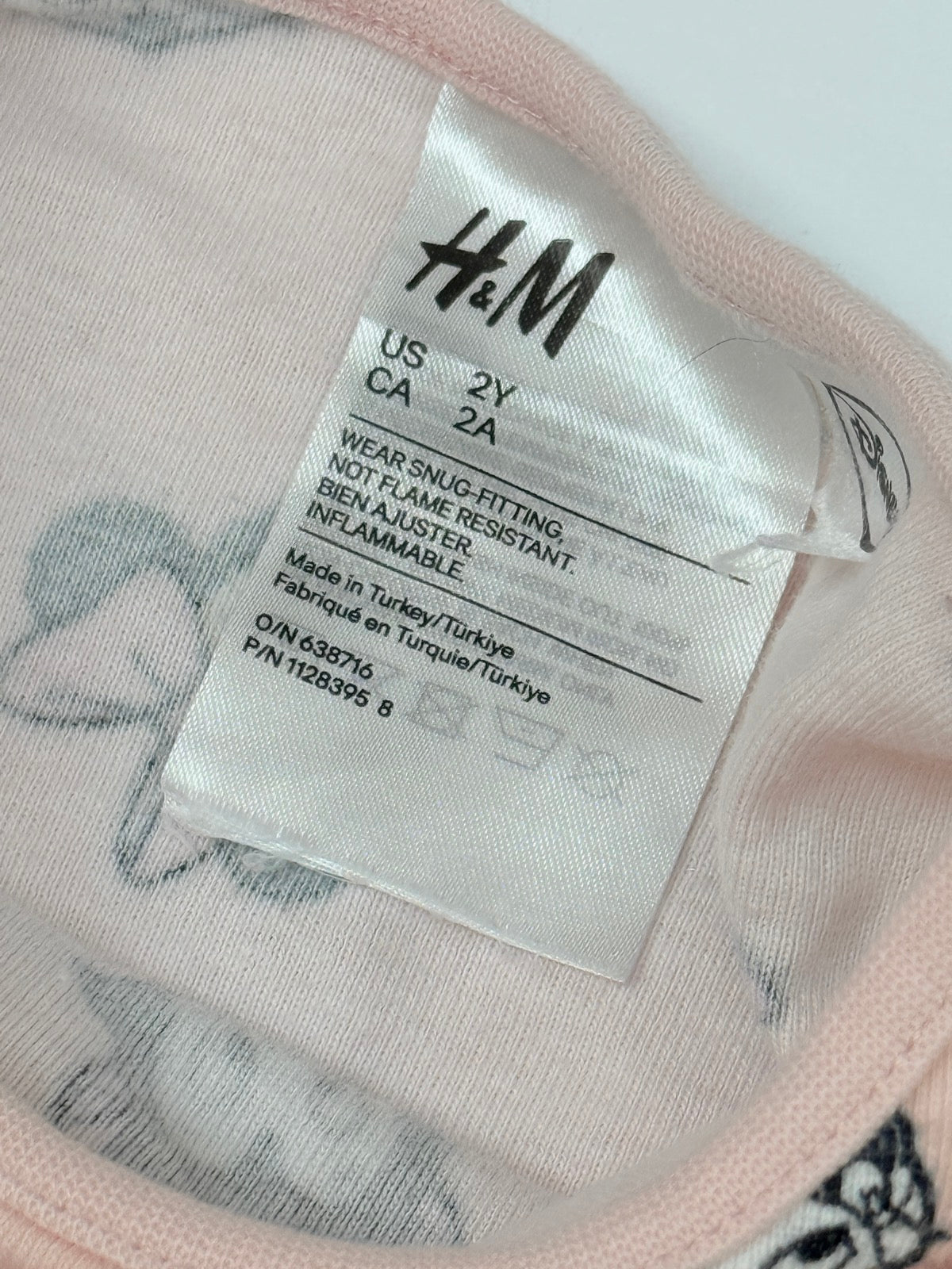 H&M Disney Minnie Mouse Pajama Set 2Y