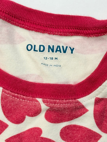 Old Navy Heart Print Pajama Set 12-18M